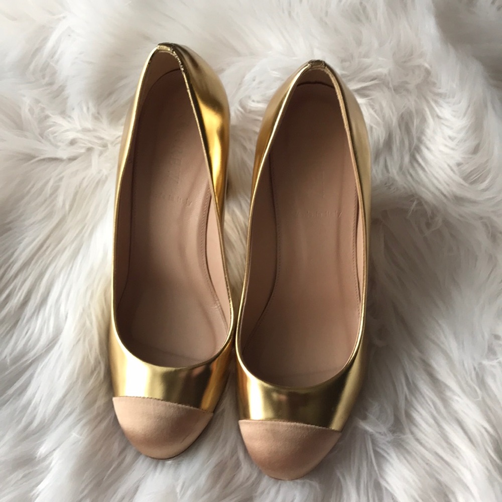 ⬇2X REDUCED! J.Crew gold Etta pumps - Picture 1 of 7